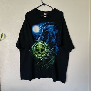 Grim reaper Gildan t-shirt blue and green